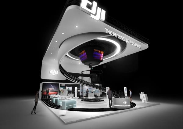 中国展览展台搭建设计公司-DJI-民用无人机展台设计与上海搭建商